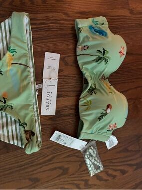 Seafolly Mint Green Tropical Palm Print Bikini Top & Bottom